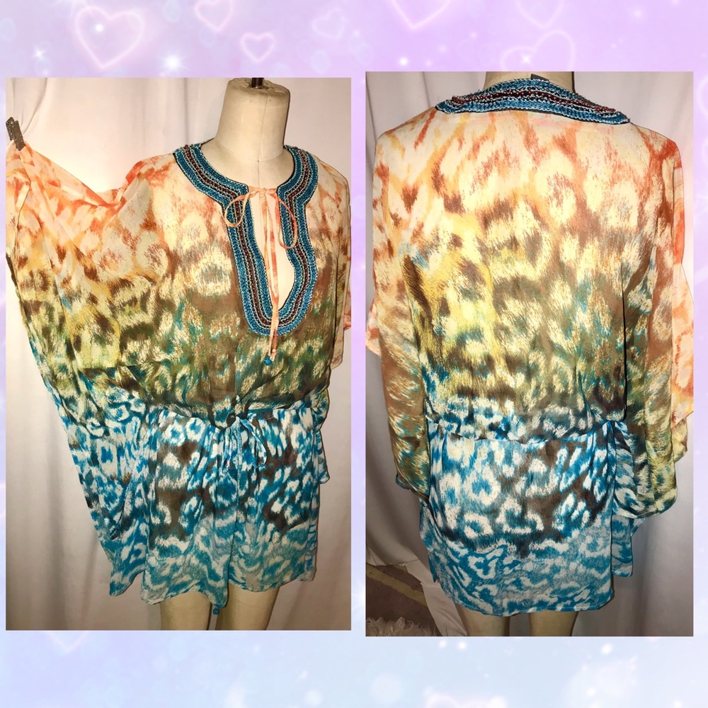 Neiman Marcus embellished coverup kaftan dress